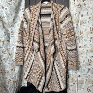 J. Jill Multicolor Zigzag Open Cardigan